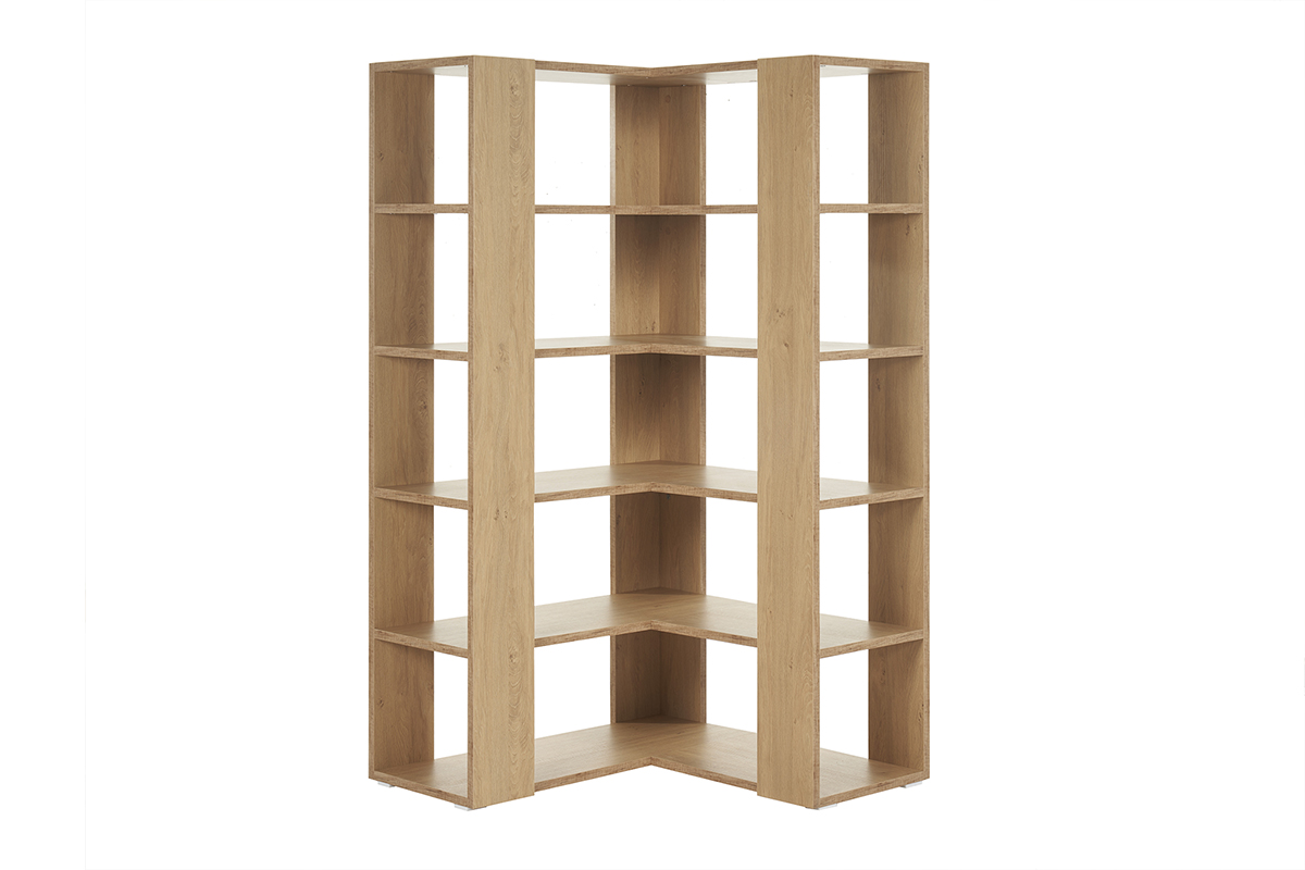 Bibliothèque étagère d'angle finition bois clair chêne L95 cm MUSSO