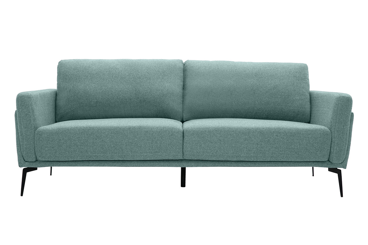 Canapé design 3 places en tissu vert de gris et métal noir MOSCO