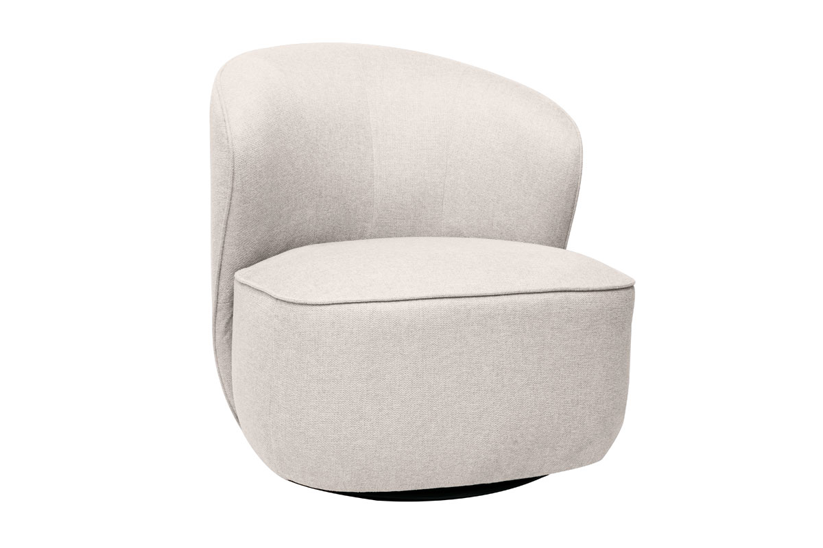Fauteuil design pivotant en tissu effet velours texturé beige AMBER