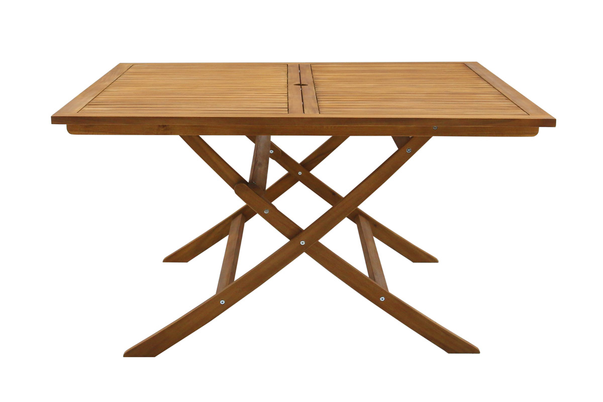 Table de jardin pliante carrée en bois massif L140 cm SANTIAGO