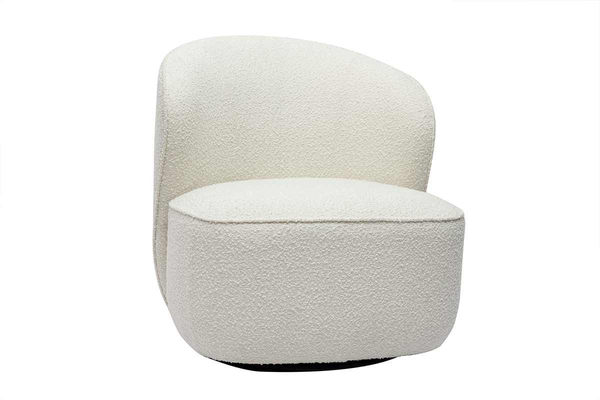 Poltrona design girevole in tessuto effetto lana bouclé bianco AMBER