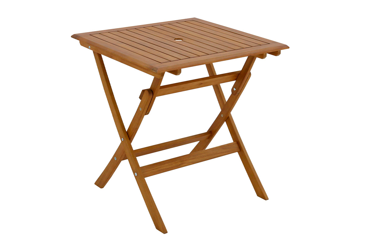 Table de jardin carrée pliante en bois massif L70 cm FUEGO