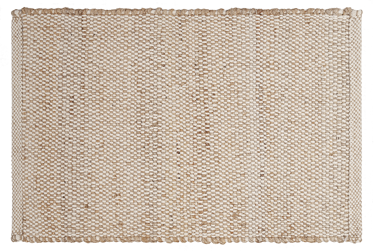 Tapis rectangulaire beige en jute et coton tissés L140 x L200 EFFIA