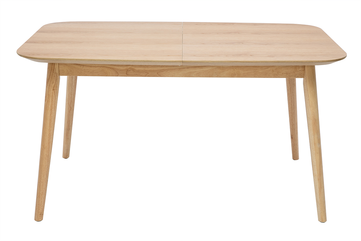 Table extensible rallonges intégrées rectangulaire en bois clair chêne L140-170 cm ANK