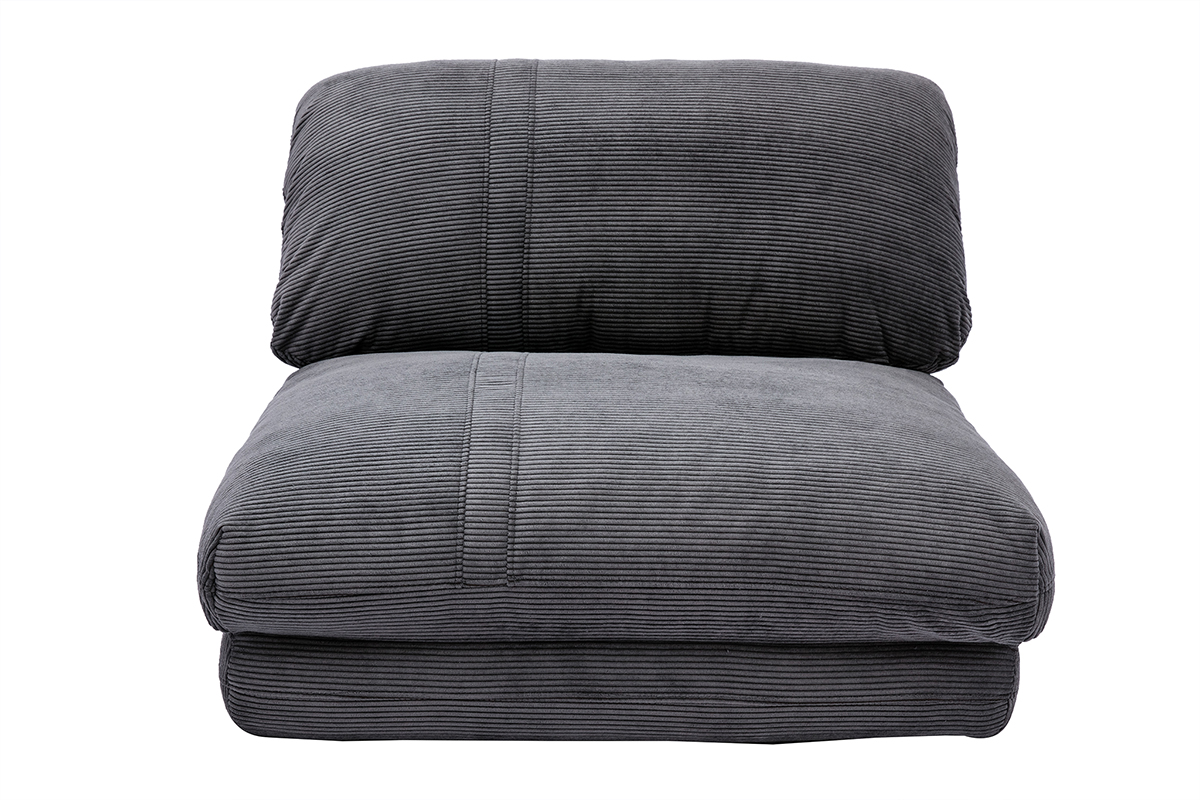 Chauffeuse 1 place convertible en tissu velours côtelé gris foncé SPENCER
