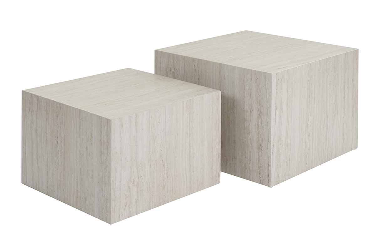 Tables basses gigognes design effet travertin (lot de 2) CALLA
