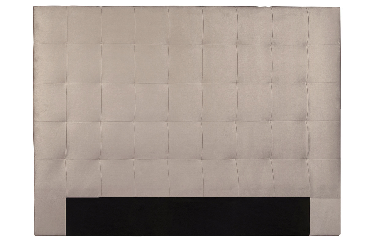 Tête de lit capitonnée en tissu velours taupe L140 cm HALCIONA