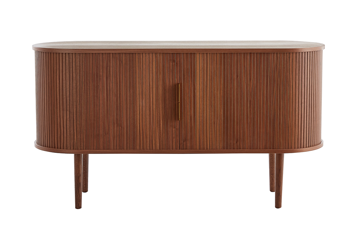 Buffet vintage en bois foncé noyer 2 portes coulissantes L138 cm EPIC