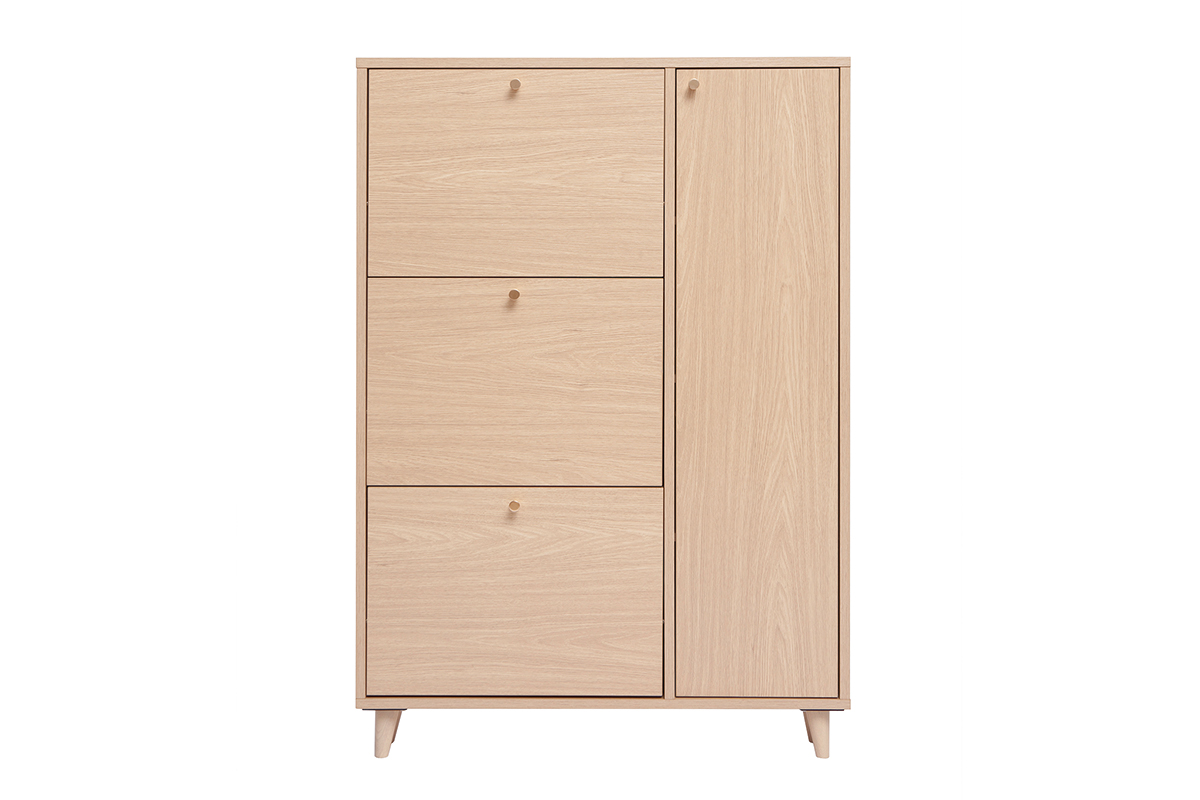 Scarpiera finitura legno chiaro rovere e metallo dorato L90 cm SILVESTRE