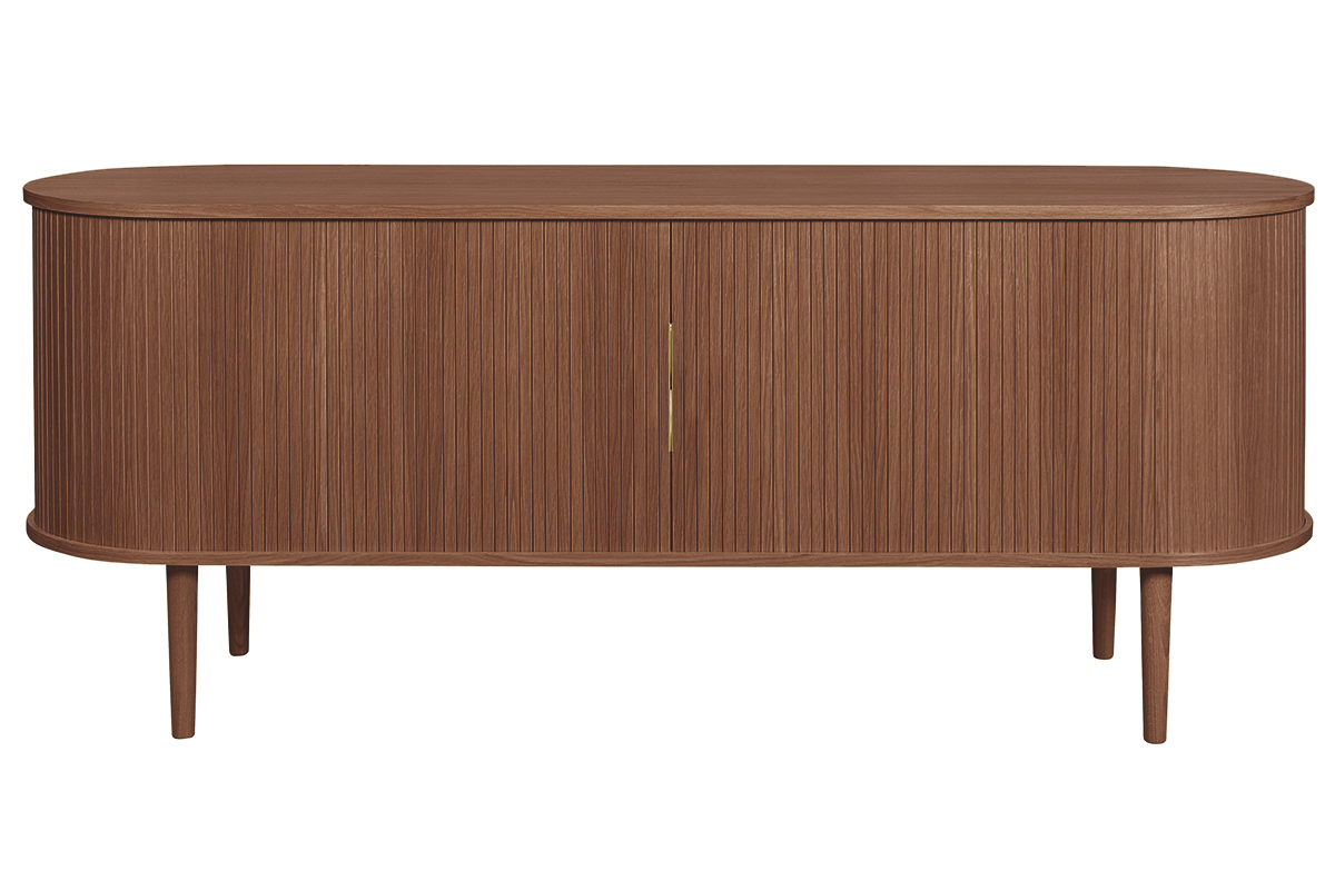 Buffet vintage en bois foncé noyer 2 portes coulissantes L160 cm EPIC