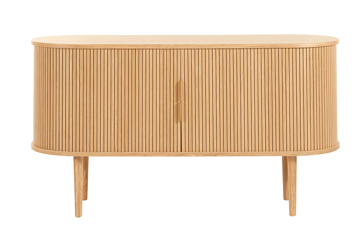 Buffet vintage en bois clair chêne 2 portes coulissantes L138 cm EPIC