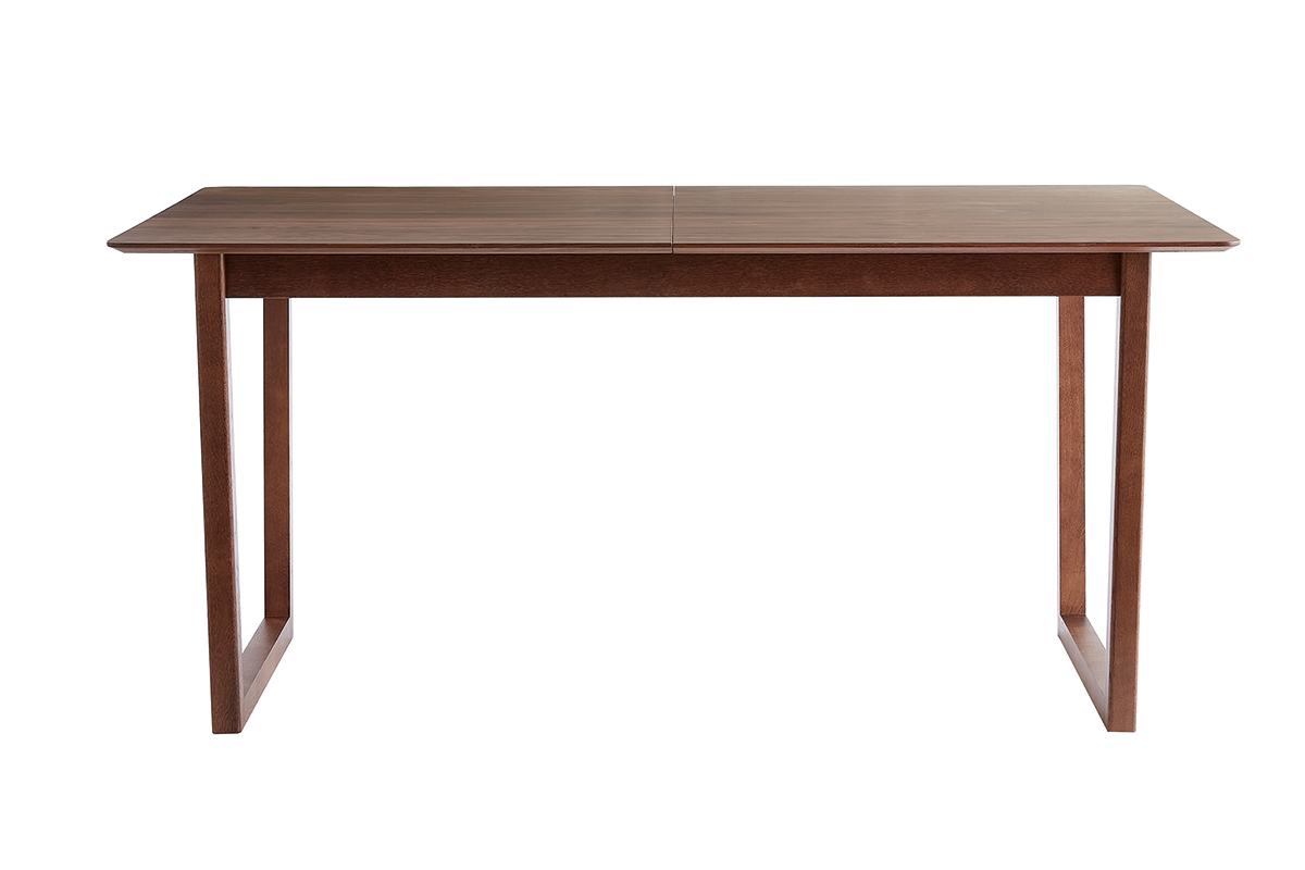 Table extensible rallonges intégrées rectangulaire en bois foncé noyer L160-240 cm LAHO