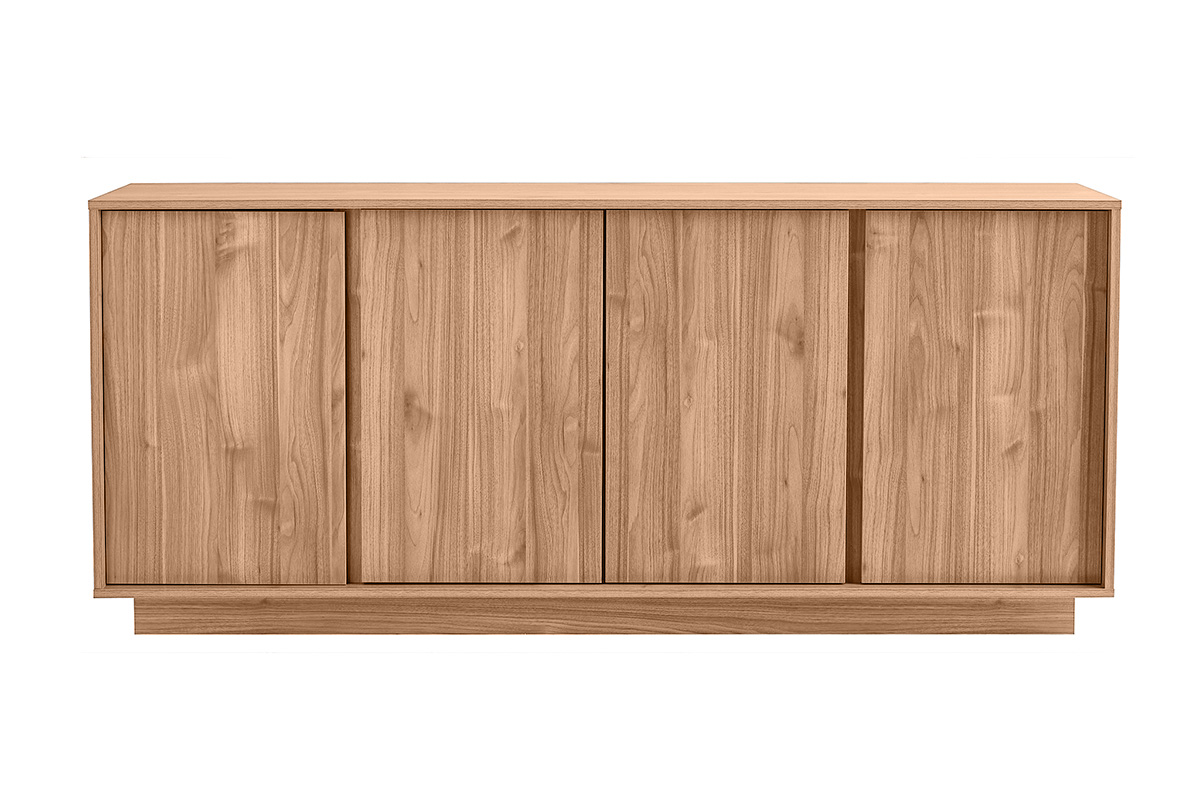 Buffet scandinave finition bois chêne 4 portes L180 cm COMO