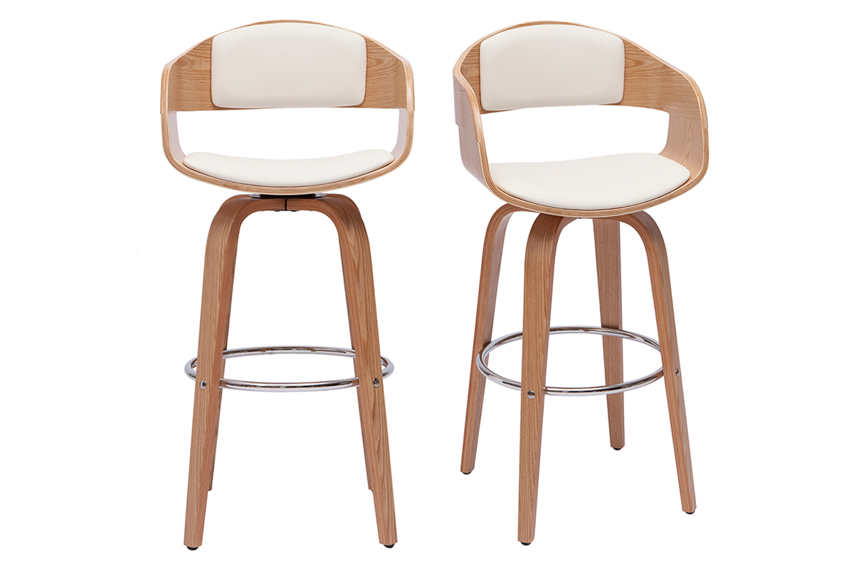 Tabourets de bar scandinaves pivotants 360° en bois clair H67.5 cm (lot de 2) GAO