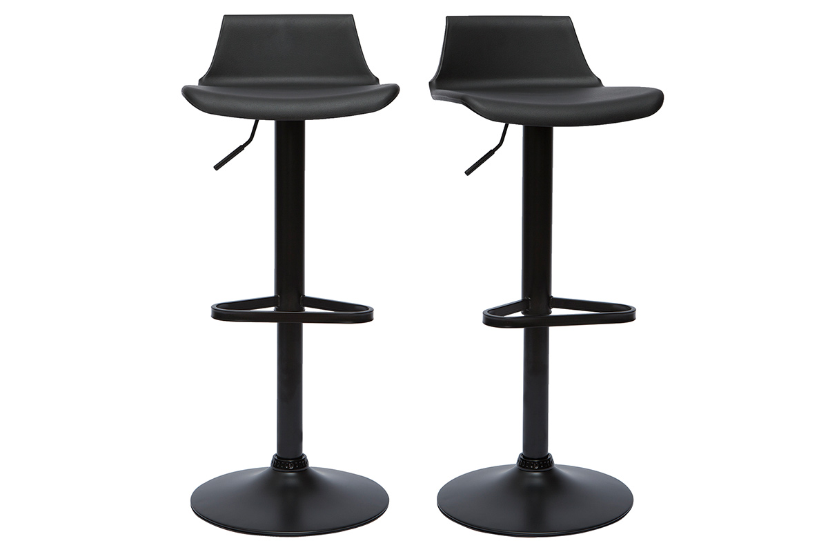 Set de 2 taburetes de cocina de diseño negro ajustables 360º KRONOS