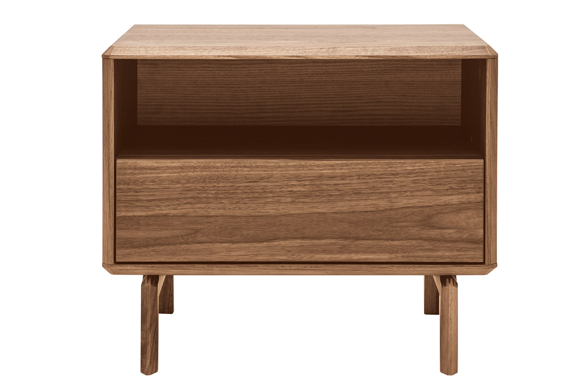 Table de chevet bois foncé noyer SUVA