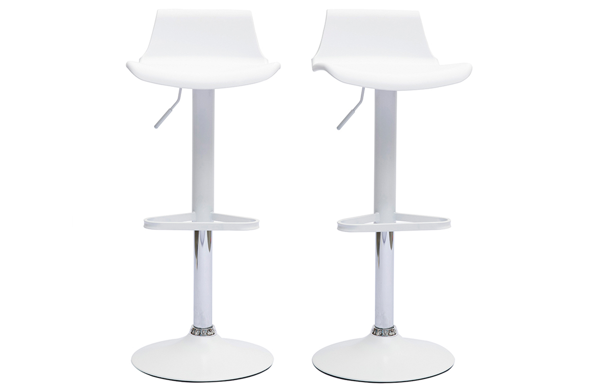 Tabourets de bar design réglables blancs 360° (lot de 2) KRONOS