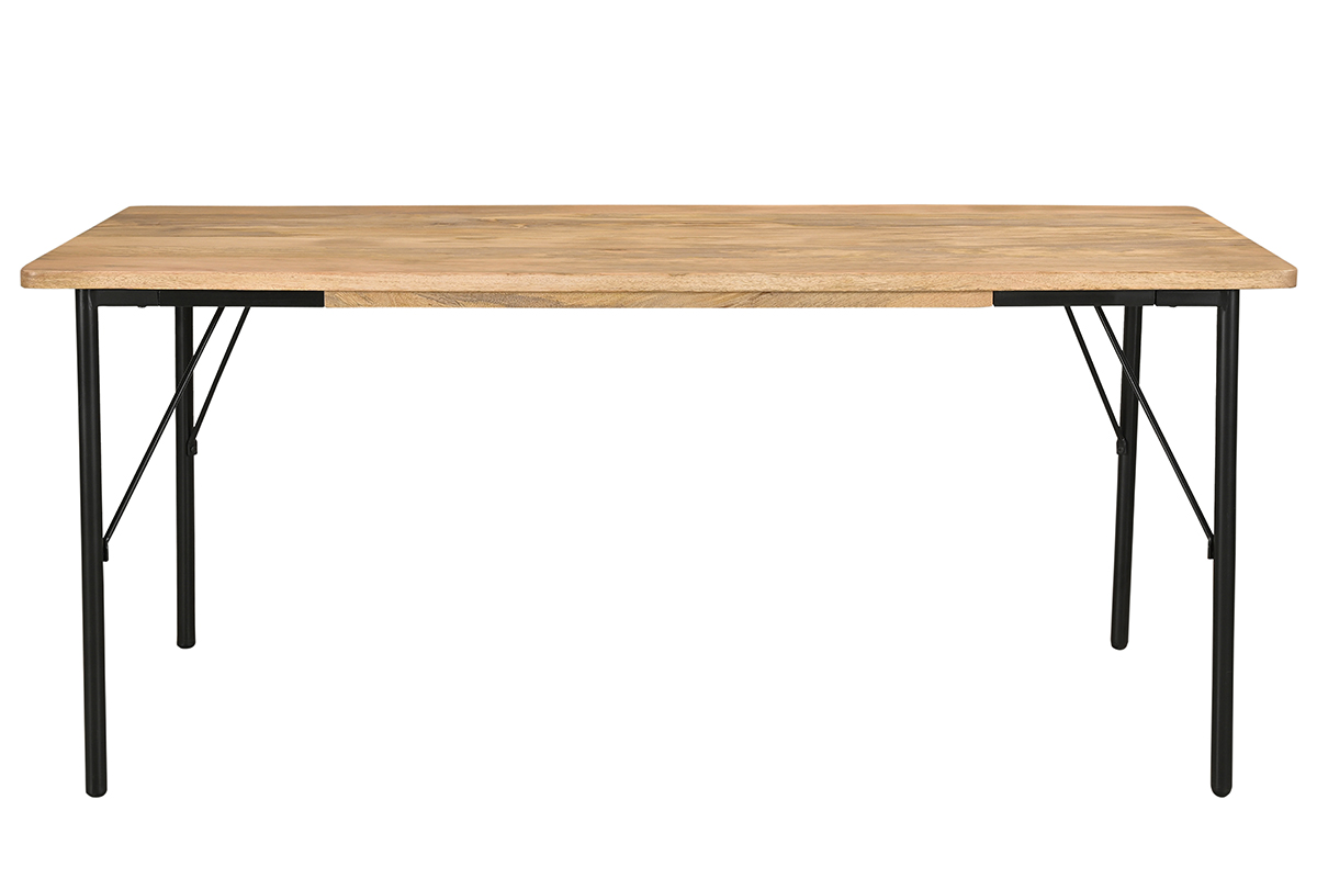 Table à manger rectangulaire en bois manguier massif et métal noir L180 cm JUDE