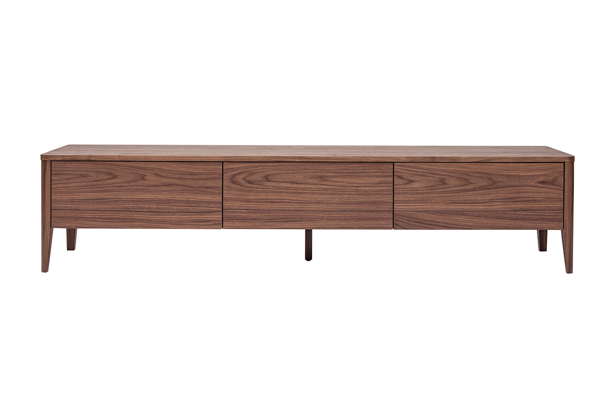 Meuble TV bois foncé noyer 3 tiroirs L180 cm BENJA