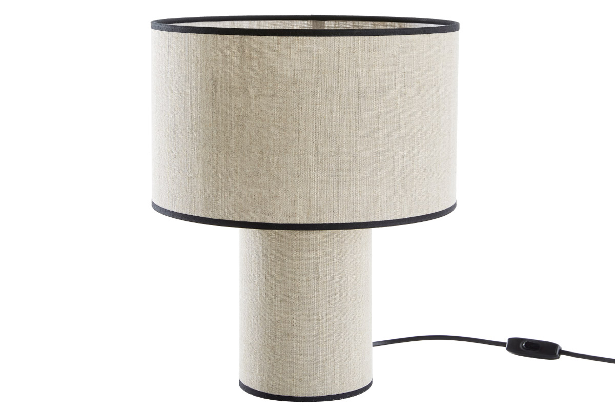 Lampe à poser design en lin et coton noir H36 cm SLOT