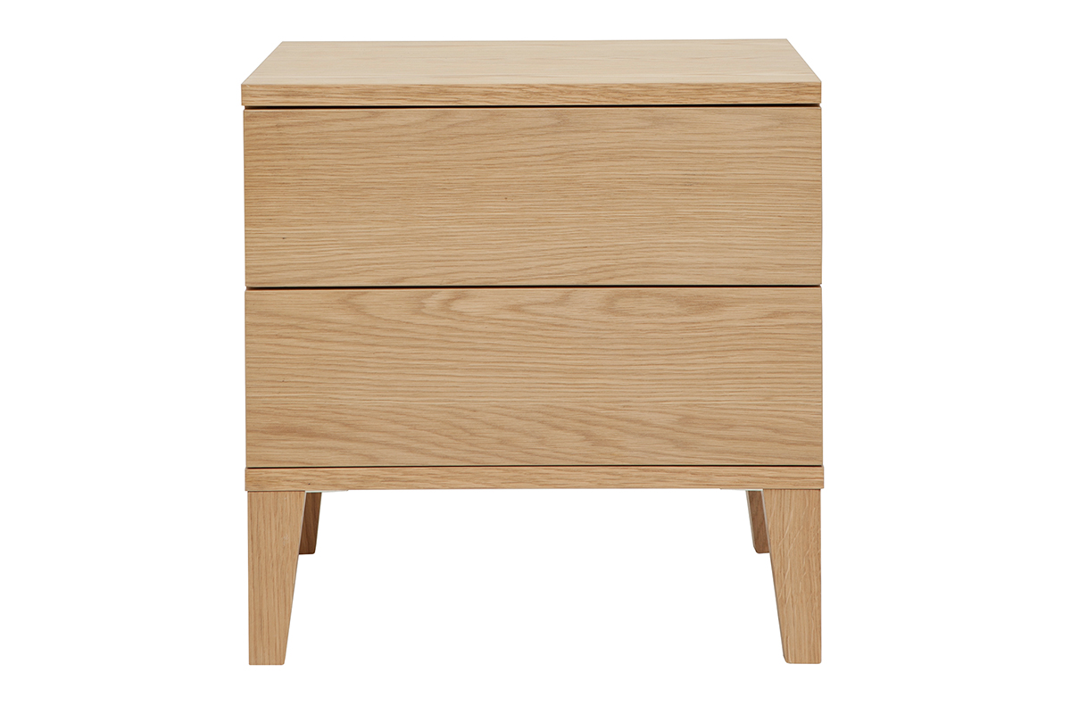 Table de chevet avec rangements 2 tiroirs scandinave bois clair chêne FREDDY