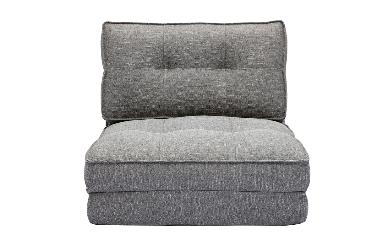 Chauffeuse 1 place convertible en tissu gris chiné SALLY