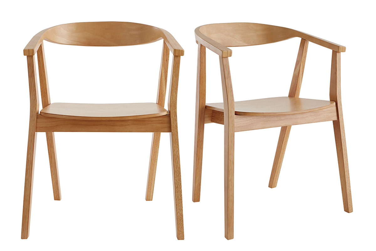 Chaises scandinaves en bois clair (lot de 2) BAHIA