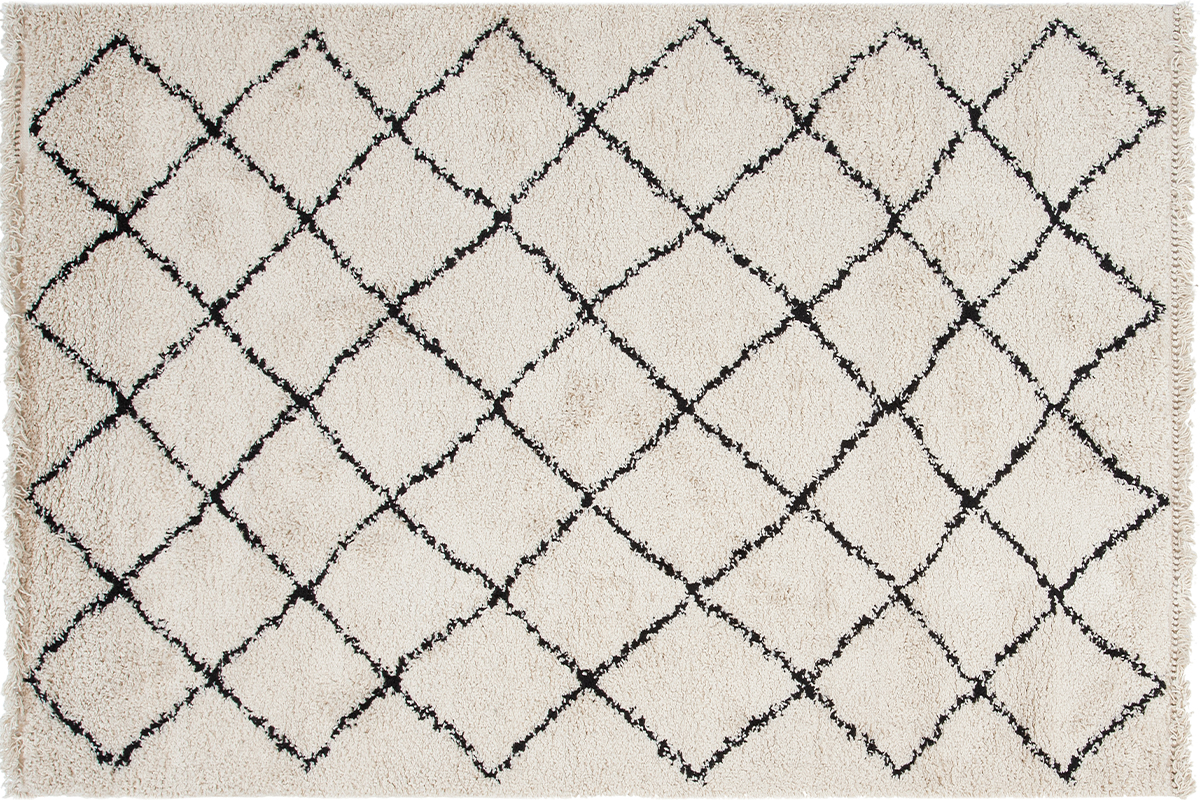 Alfombra de cama de estilo bereber color crudo 60 × 120 cm ZELIA