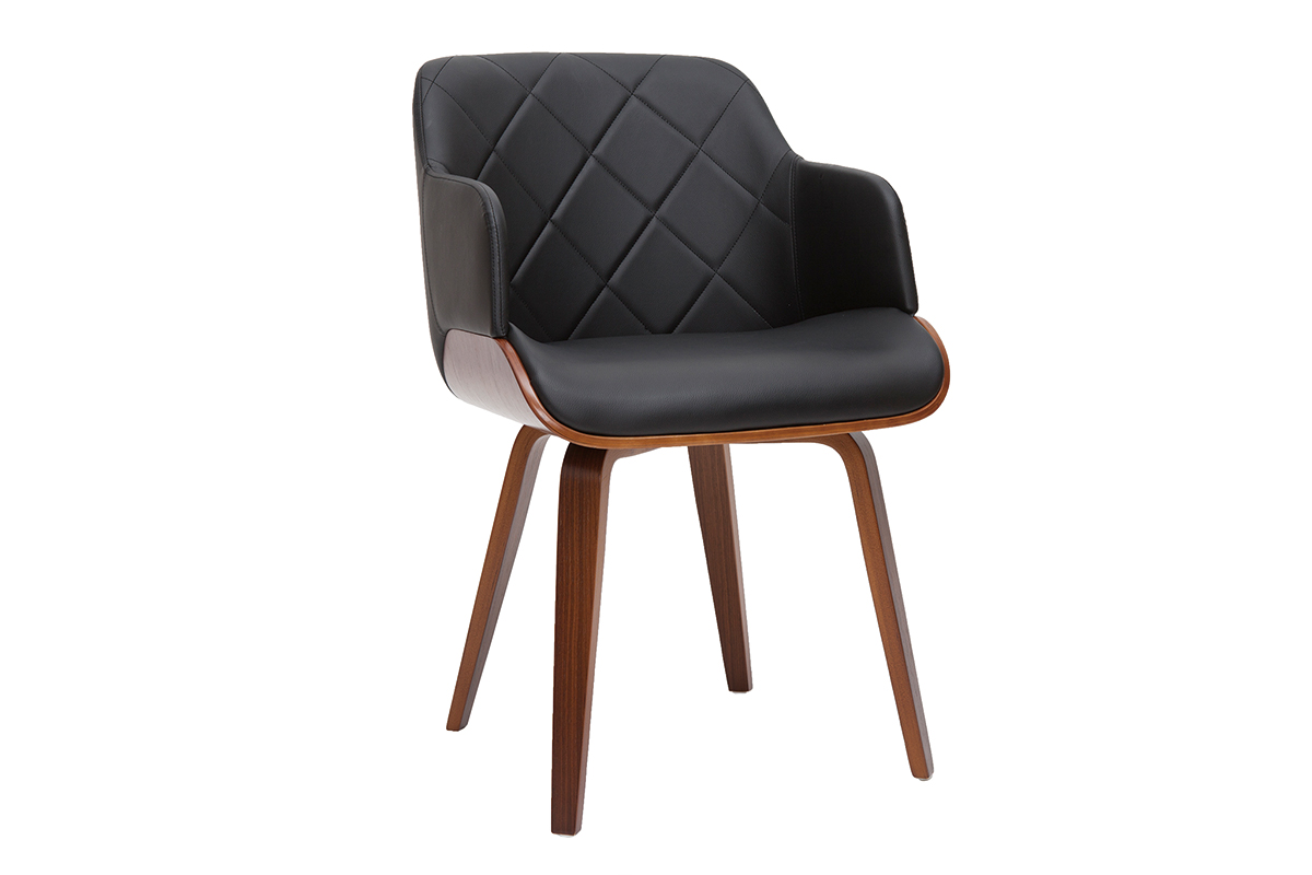 Chaise design noir et bois foncé LUCIEN