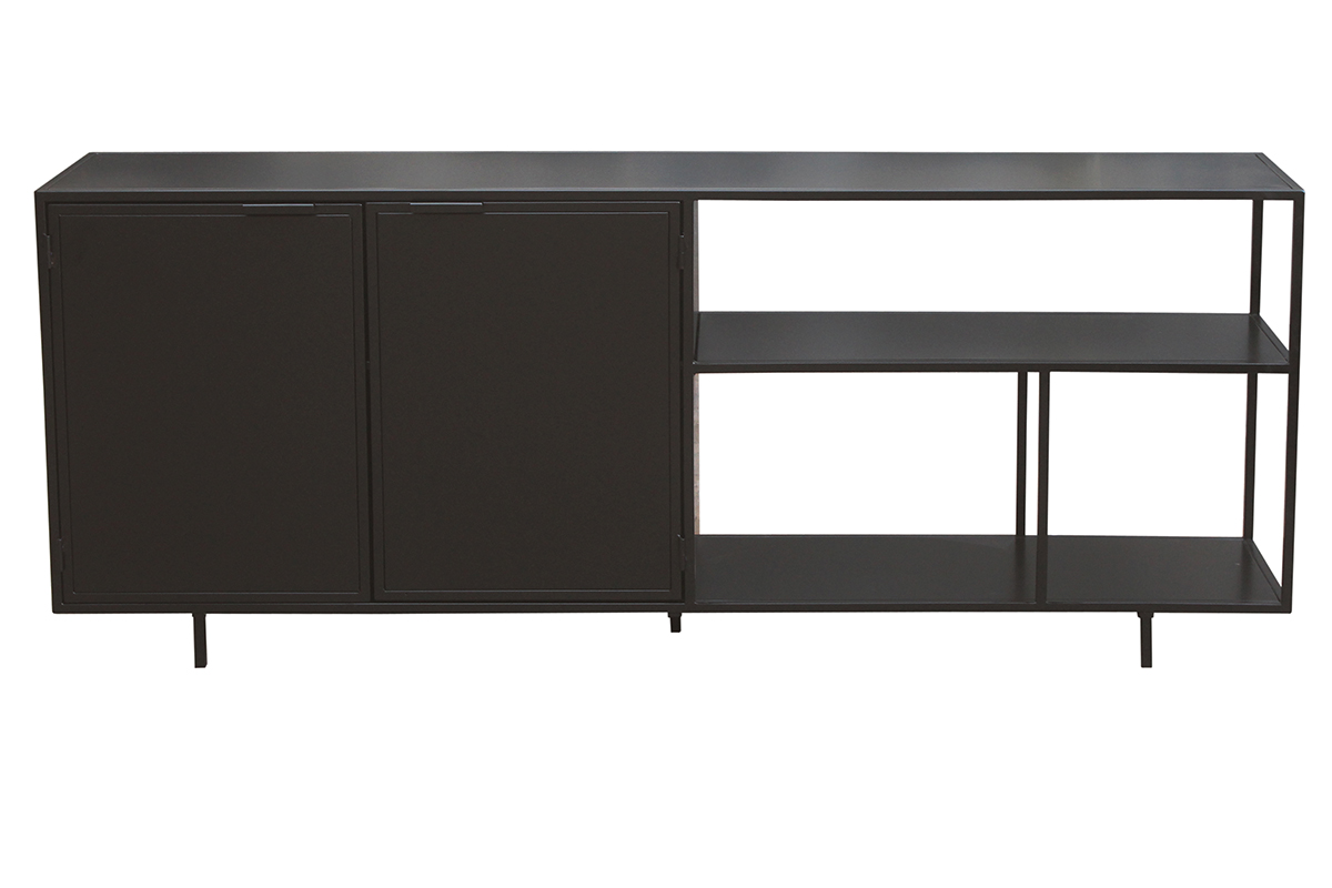 Buffet industriel en métal noir 2 portes L180 cm KARL