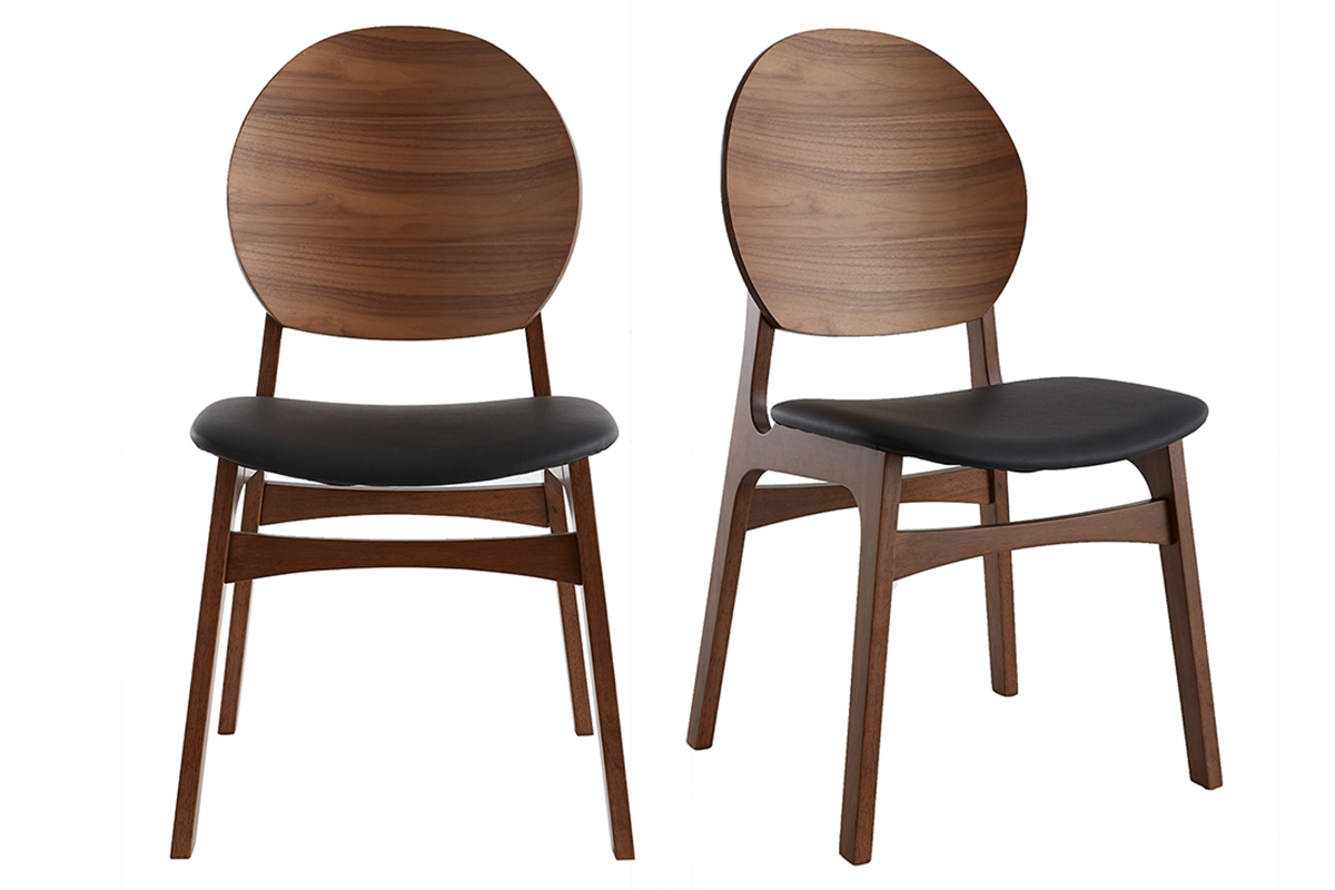 Chaises noires et bois foncé (lot de 2) ELTON