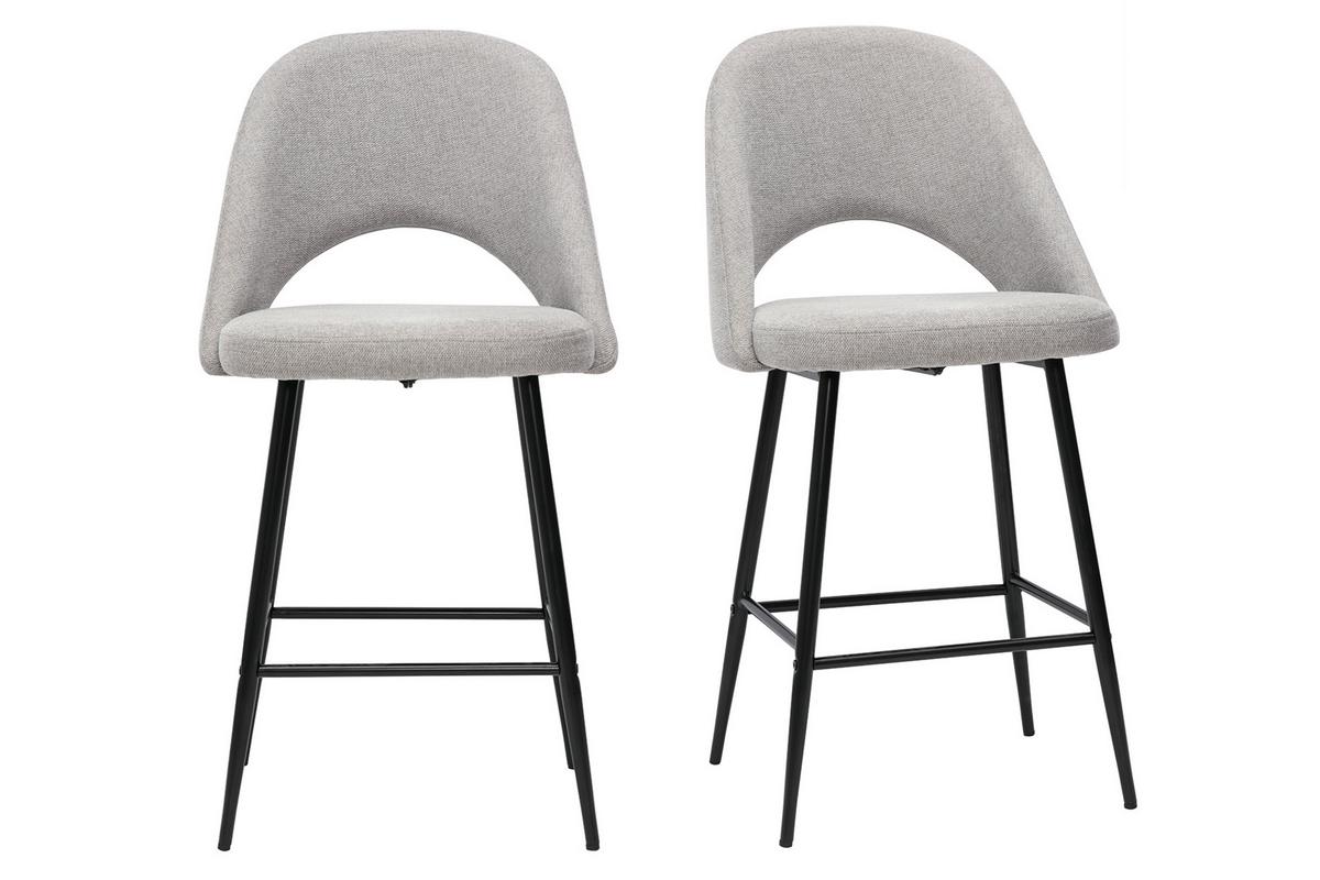 Tabourets de bar en tissu effet velours texturé gris H65 cm (lot de 2) COSETTE