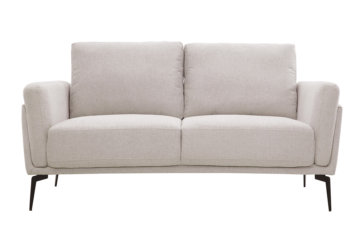 Sofá moderno 2 plazas de tejido efecto aterciopelado texturizado beige MOSCO