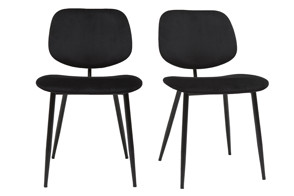 Chaises noires en tissu velours et métal (lot de 2) TOBIAS