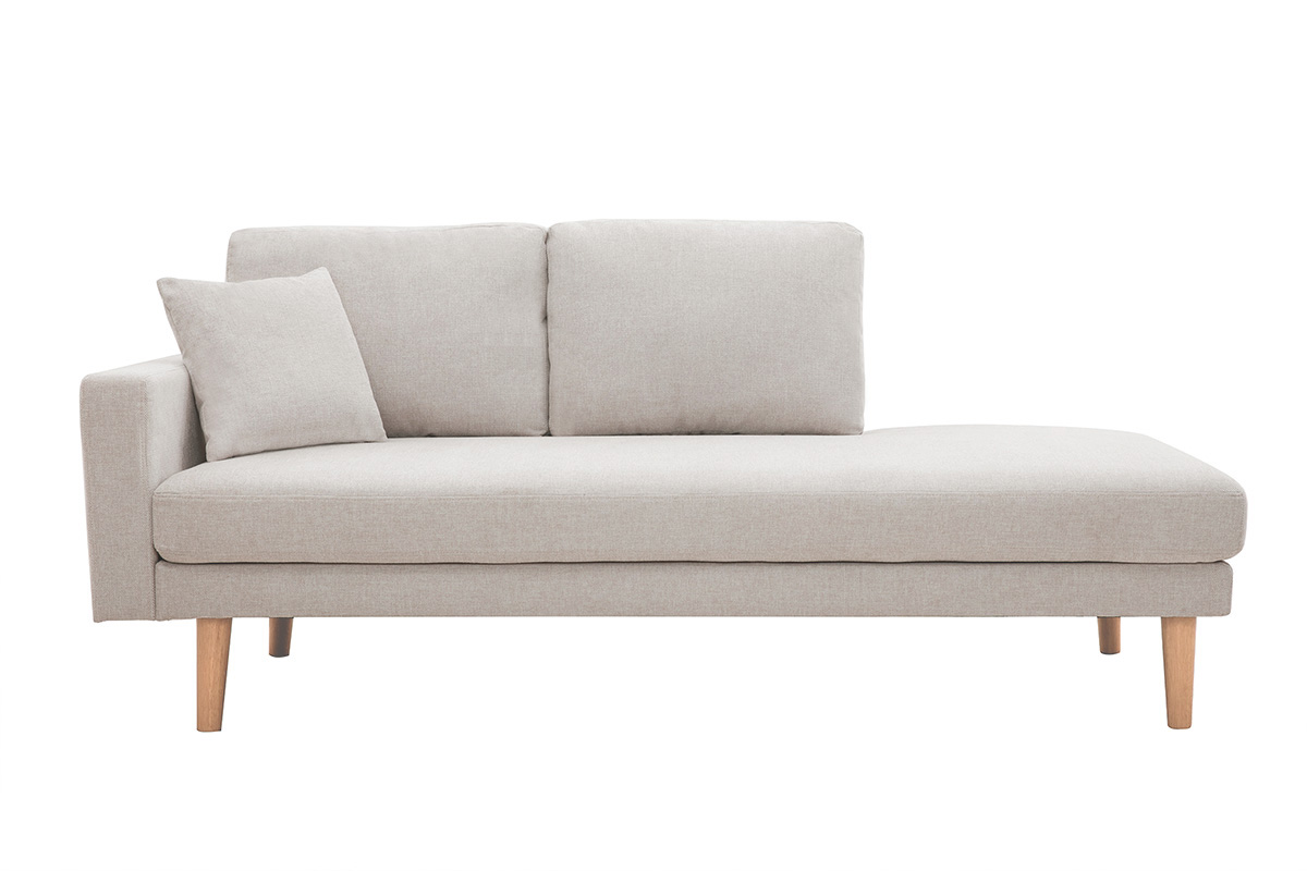 Meridiana in tessuto effetto velluto testurizzato beige L190 cm BERTILLE