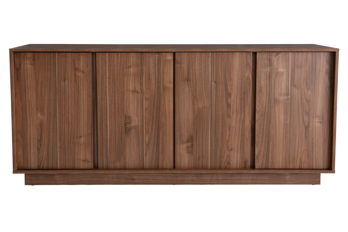 Buffet vintage finition bois foncé noyer 4 portes L180 cm COMO