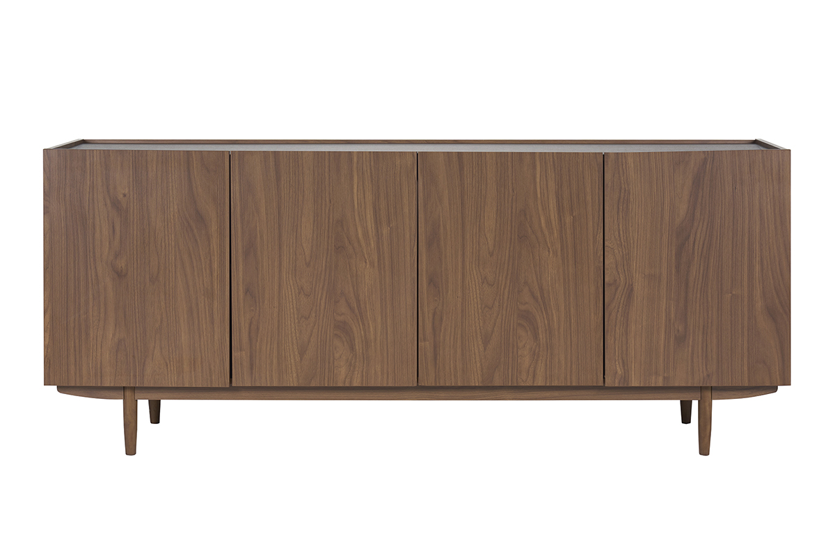 Buffet vintage finition bois foncé noyer 4 portes L180 cm SANAA