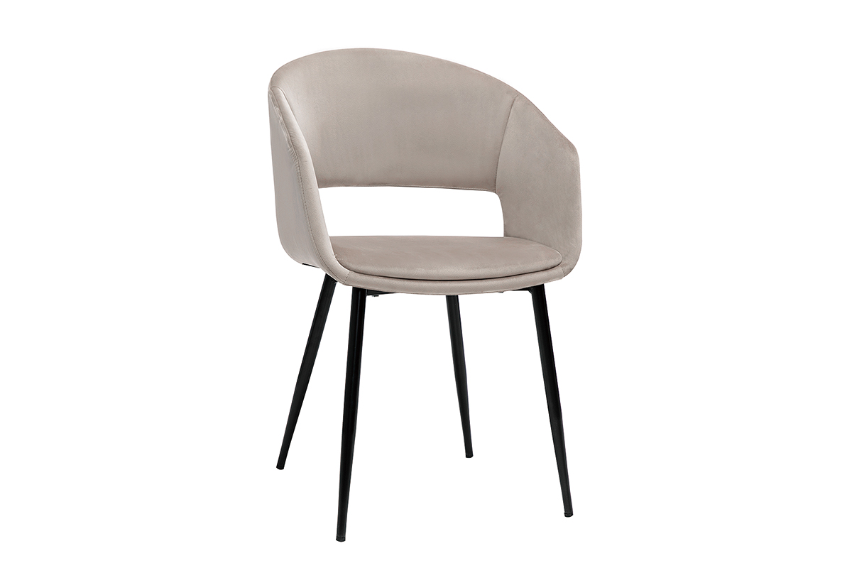 Sedia design in velluto talpa e base metallo nero PRISMA