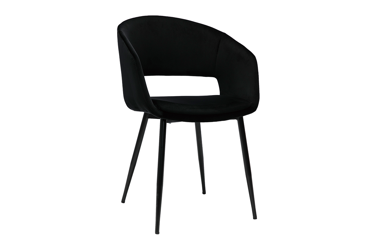 Chaise design noire en tissu velours et métal PRISMA