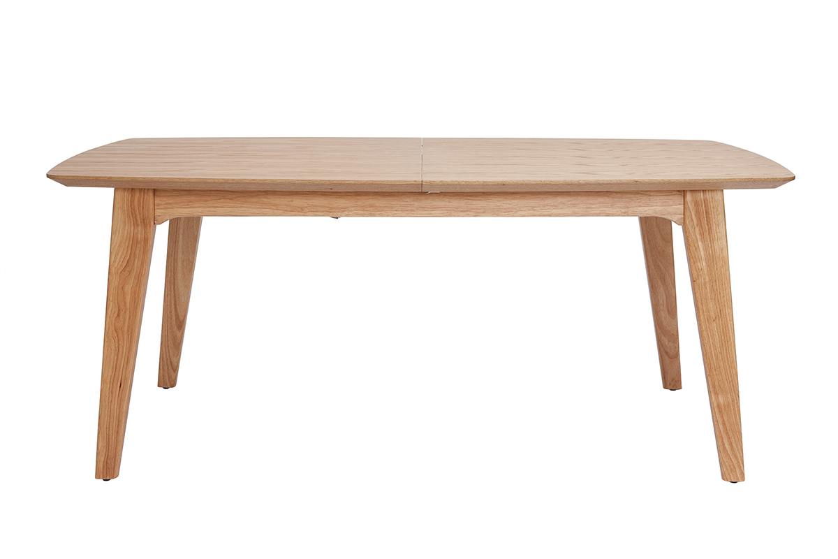 Table extensible rallonges intégrées rectangulaire en bois clair L180-230 cm FIFTIES