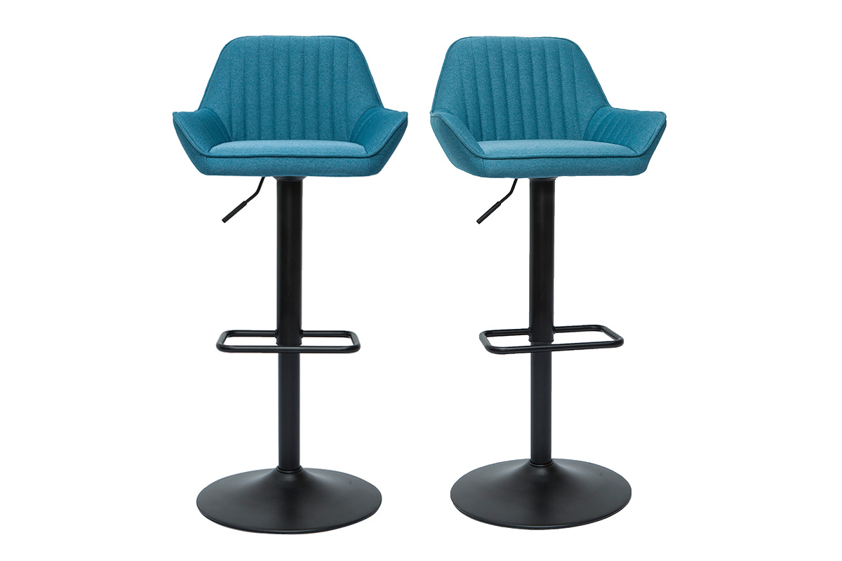 Sgabelli da bar regolabili design in tessuto blu anatra (set di 2) RONNIE