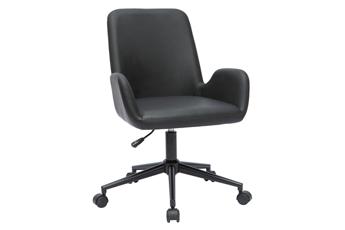 Chaise de bureau à roulettes noire ALBAN