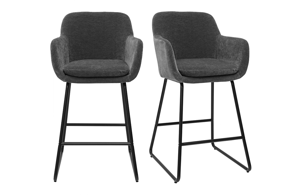 Sgabelli da bar effetto velluto grigio scuro H65 cm (set di 2) AMIKA