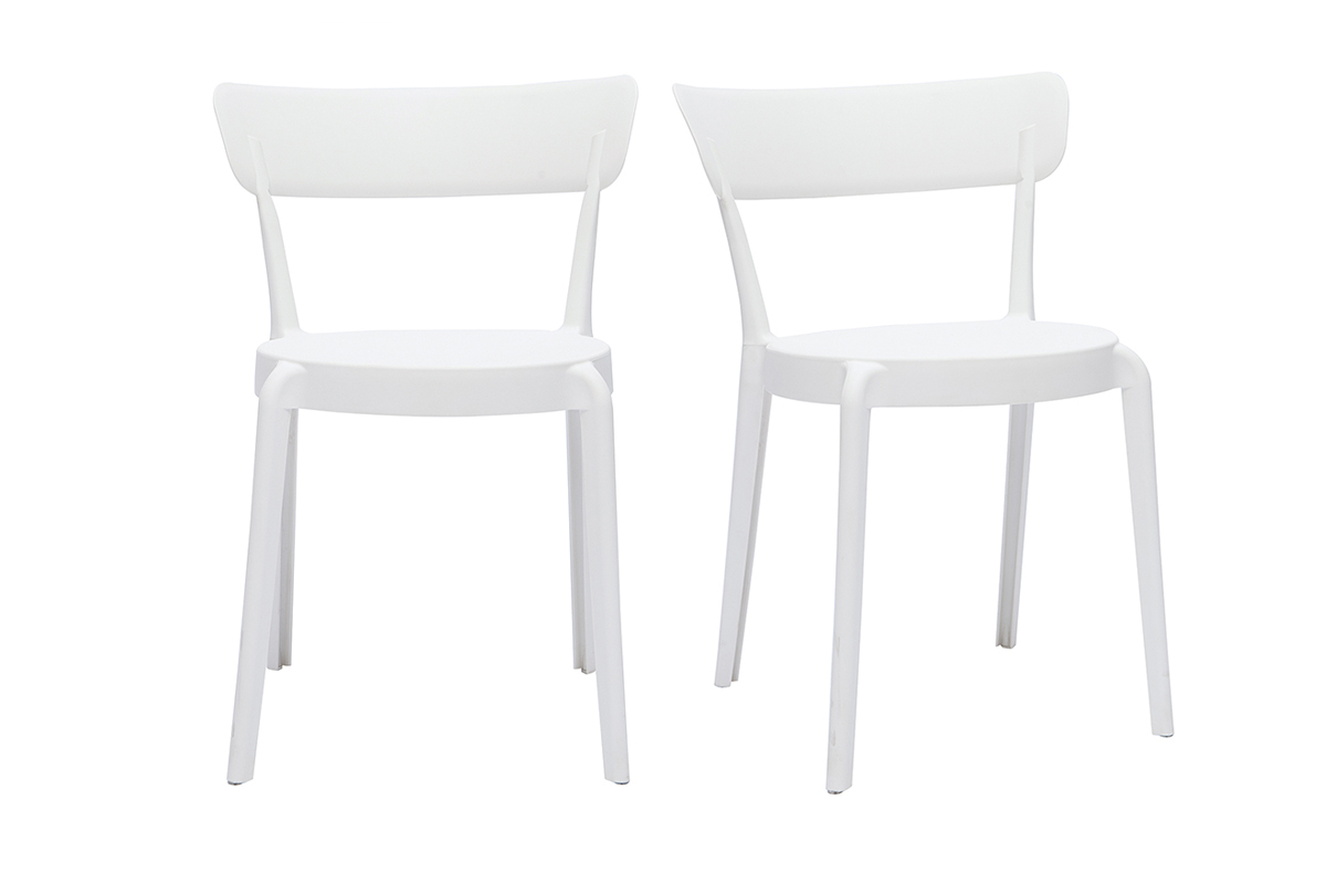 Chaises design blanches empilables intérieur - extérieur (lot de 2) RIOS