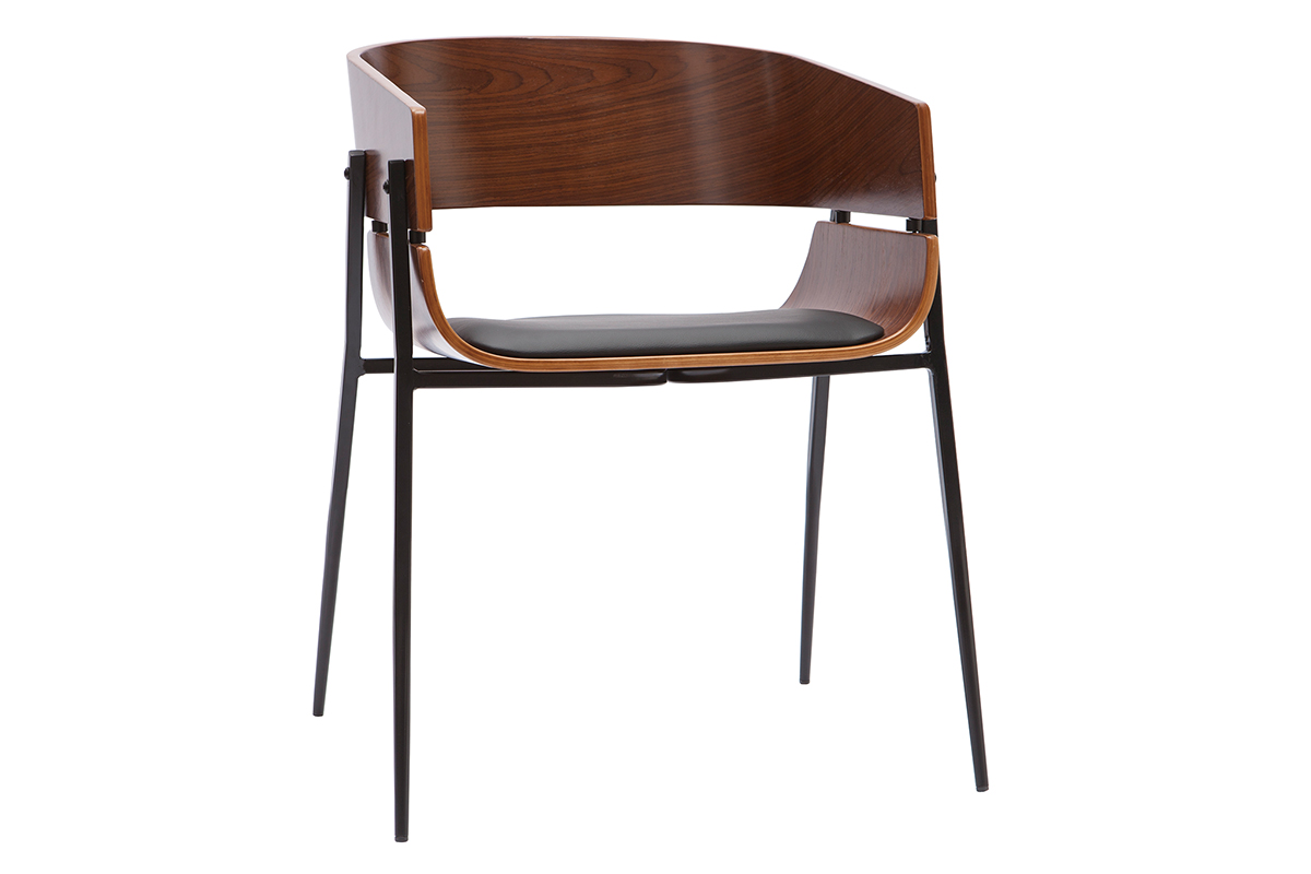 Chaise design bois foncé et métal noir WESS