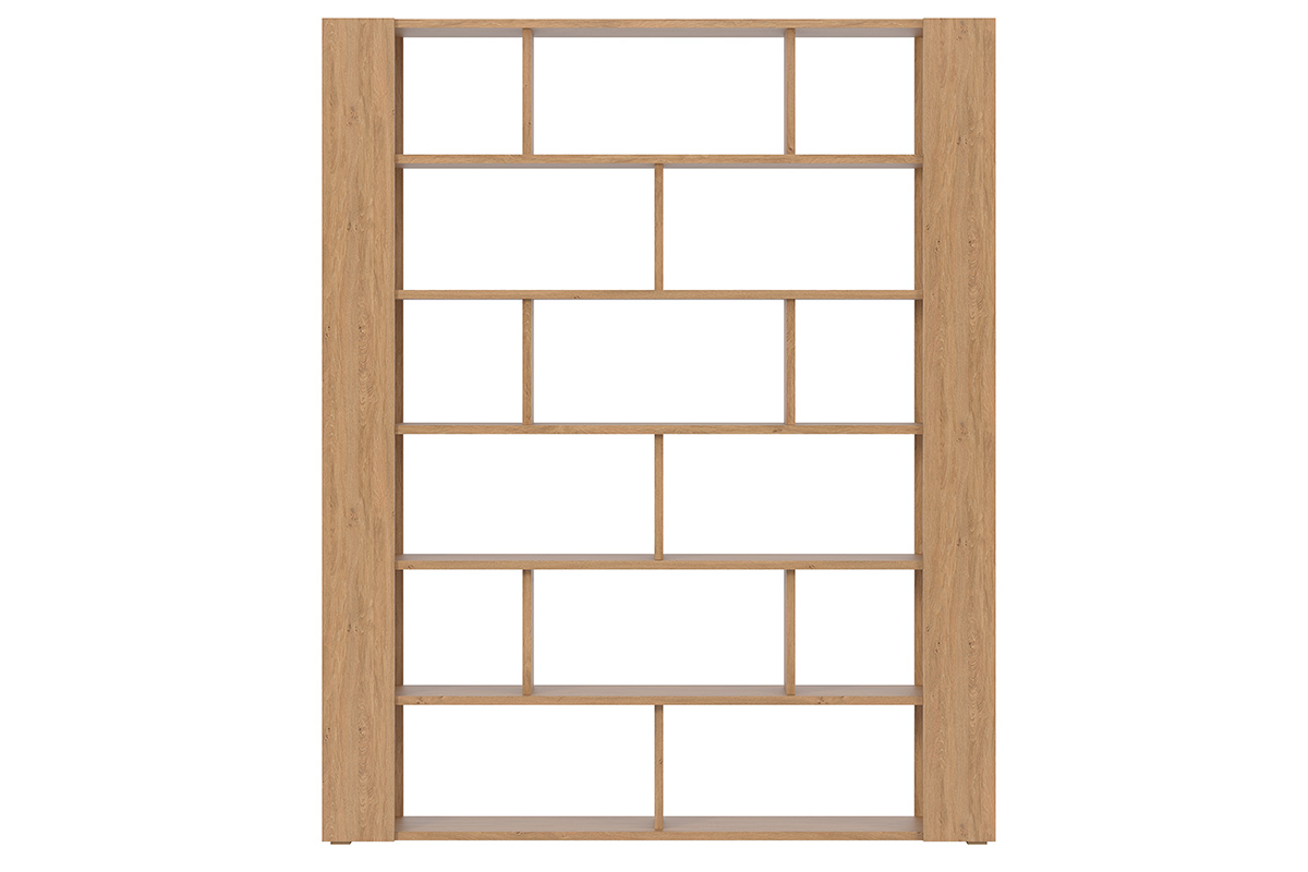 Bibliothèque multi casiers design finition bois clair chêne L168 cm MUSSO