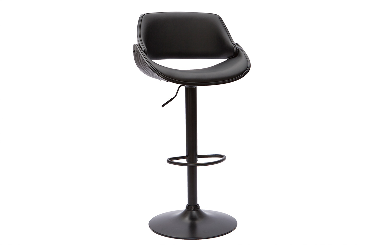 Tabouret de bar design noir réglable pivotant 360° CLASH