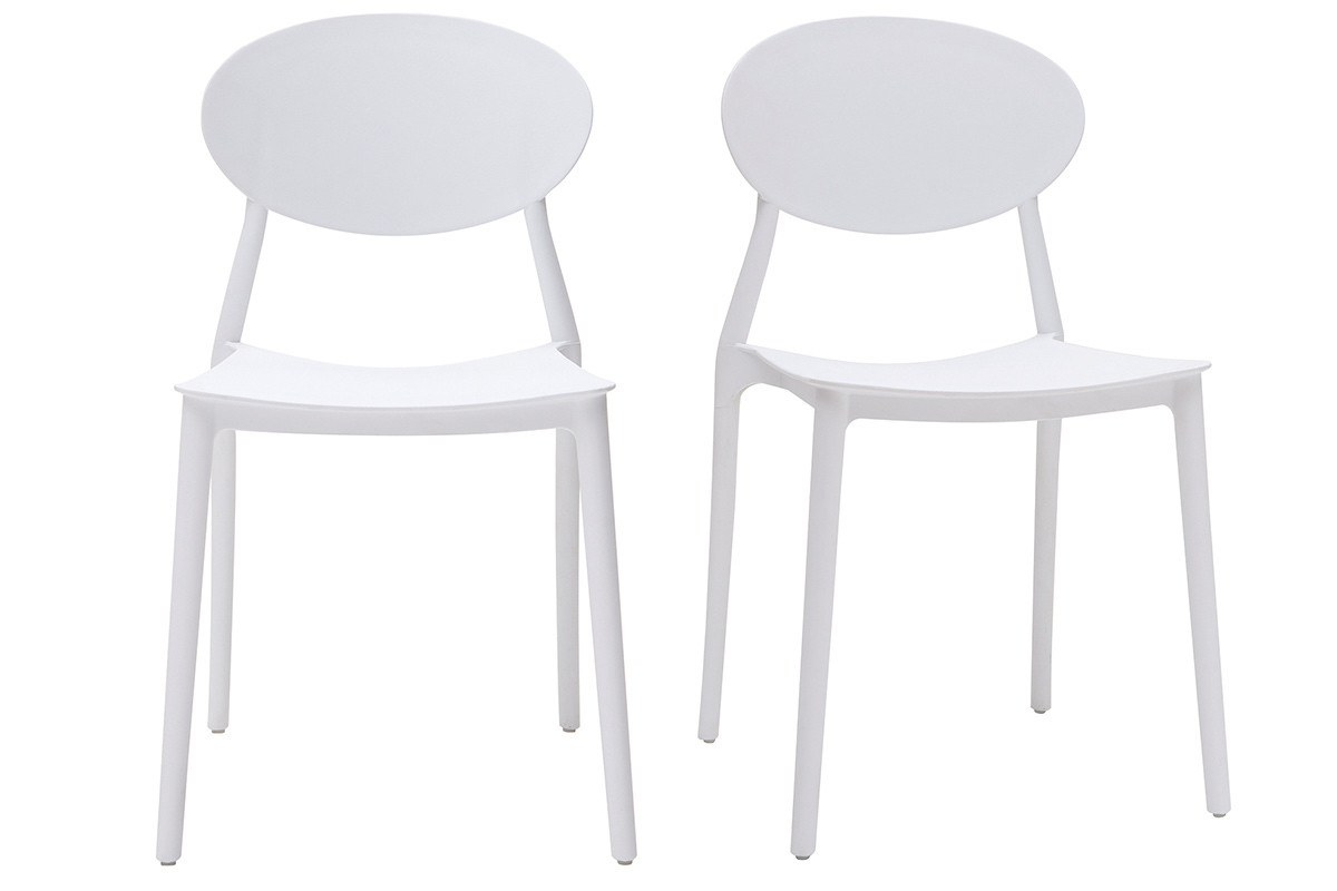 Chaises design empilables blanches intérieur - extérieur (lot de 2) ANNA