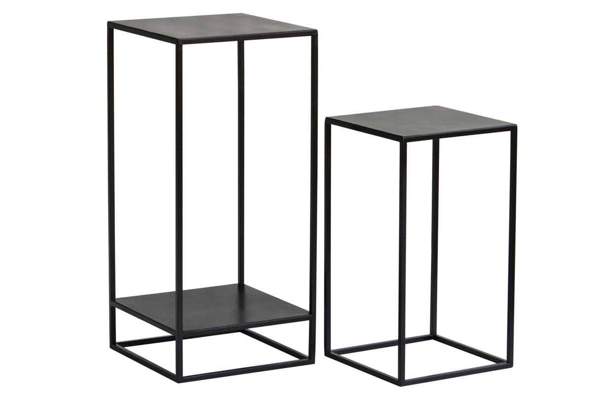 Sellettes gigognes en métal noir L34 cm (lot de 2) IGGY