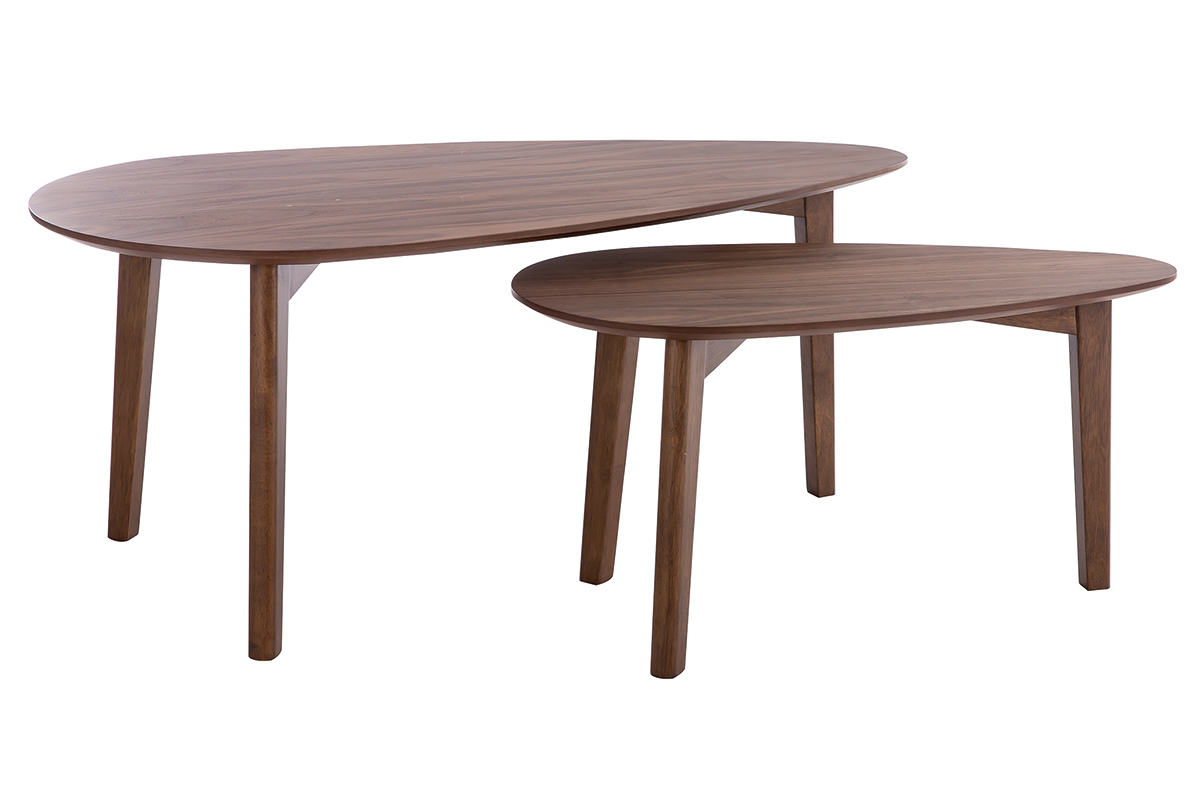 Tables basses gigognes scandinaves bois foncé noyer (lot de 2) ARTIK